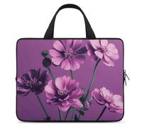 Beautiful Purple Flowers Laptop Sleeve Ultra-Thin, Waterproof 12inch Laptop Bags, Portable Protective Computer Bag with Hand Strap