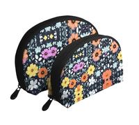 Beautiful purple flowers Moon Cosmetic Bag, Travel Makeup Pouch, Portable Waterproof Cosmetic Pouch for Girls Women., Beautiful Colourful Flowers, One Size