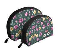 Beautiful purple flowers Moon Cosmetic Bag, Travel Makeup Pouch, Portable Waterproof Cosmetic Pouch for Girls Women., Beautiful Purple Flowers, One Size