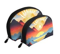 Beautiful purple flowers Moon Cosmetic Bag, Travel Makeup Pouch, Portable Waterproof Cosmetic Pouch for Girls Women., Bright Sunrise, One Size