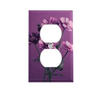 Beautiful Purple Flowers Outlet Cover, American Standard Wall Plate with Screws - Heat & Impact Resistant Stainless Steel, 1-Gang Duplex Socket Cover for Home Decor