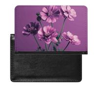Beautiful Purple Flowers Passport Holder & Travel Wallet Passport Cover Protector Essentials with Credit Card Slots