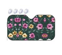 Beautiful Purple Flowers Print Car Windshield Sun Shade, Vehicle Front Window Shield Cover Sun Visor Protection