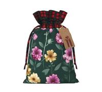 Beautiful purple flowers Print Christmas S Linen Bags Drawstring, Treat Sacks Gift Wrap Bags Xmas Holiday Party Favors Presents