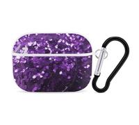 Beautiful Purple Glitter AirPod Pro Case, Anti Scratch Hard PC Cover with Keychain, AirPod Pro 2nd/1st Case Accessories for Women Men, White-Style