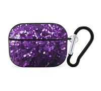 Beautiful Purple Glitter AirPod Pro Case, Anti Scratch Hard PC Cover with Keychain, AirPod Pro 2nd/1st Case Accessories for Women Men, Black-Style