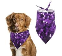 Beautiful Purple Glitter Dog Bandanas for Feeding Grooming, Triangle Pet Bibs Washable Pets Scarf for Cats & Dogs