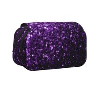 Beautiful Purple Glitter Double Layer Flip-Top Pencil Case,Large Capacity 50 Pens Organizer, Durable Polyester Stationery Holder for School, Art Travel (All-Over Print)