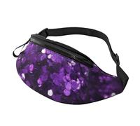 Beautiful Purple Glitter Fanny Pack for Men Women, Waterproof Sports Waist Bag Fashion Belt Bag Crossbody Bags Hip Bum Bag with Adjustable Strap Large Sling Bag Purse for Travel Hiking