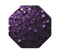 (Beautiful Purple Glitter) Leather Coaster Set Of 6 Premium Octagon Drink Coasters For Home Office Restaurant Bar
