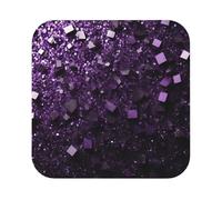 (Beautiful Purple Glitter) Leather Coaster Set Of 6 Premium Square Drink Coasters For Home Office Restaurant Bar