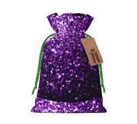Beautiful Purple Glitter Print Christmas Bags Holiday Present Drawstring Gift Sacks Birthday Xmas Party Favors