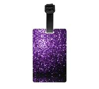 Beautiful Purple Glitter Print Luggage Tags with Full Back Privacy Cover - Bright Suitcase Identifier for Travel, Cruise & More