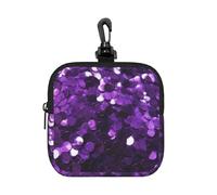 Beautiful Purple Glitter Print, Square Zipper Storage Bag, Neoprene Coin Purse, Small Wallets, Change Pouch, Change Purse