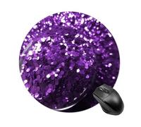 Beautiful Purple Glitter Round Mouse Pad 7.8 Inch, Portable Gaming Mouse Mat with Non-Slip Rubber Base & Smooth Surface, Waterproof Mousepad for PC, Laptop, Computer, Office, Home