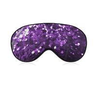 Beautiful Purple Glitter Sleep Mask for Women Men, Soft Eye Mask with Adjustable Strap for Sleeping, Light Blocking Travel Blindfold for Nap Comfortable Eye Cover for Home Office