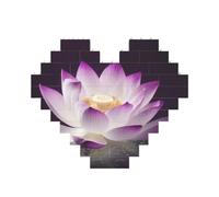 beautiful Purple lotus flower Printed Jigsaw Puzzle 10.8x12.8 CM, Heart-Shaped Puzzle Challenging Game for Adults, Fun Decorative Wall Decor