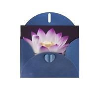 beautiful Purple lotus flower Prints Pearl Paper Horizontal Festival Greeting Card for Birthday Cards and All Occasions, Blue