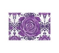 beautiful purple roses 6-Piece Printed Placemat Set | 12x18-Inch Insulated Tabletops | Ideal Home Decor to Elevate Everyday Dining
