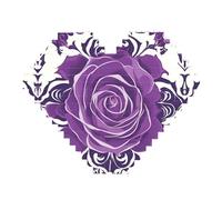 Beautiful Purple Roses Print Building Brick Block Puzzle - Heart Shaped Picture Puzzles, Wooden Picture Jigsaw Puzzles