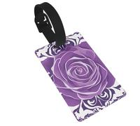 Beautiful Purple Roses PVC Luggage Tag for Suitcases, Durable Travel ID Label with Name Card Removable Strap for Bags, 1 Pack