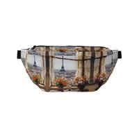 Beautiful Pylons In The Distance Large Crossbody Fanny Pack,Gifts For Enjoy Sports Festival Workout Traveling Running Casual, Black, One Size