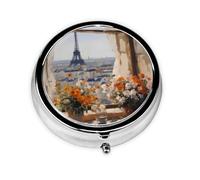 Beautiful Pylons in The Distance This Small, Round, Three-Compartment Travel Pill Box is Perfect for Storing Daily medications, Vitamins, and on-The-go.