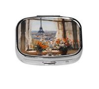 Beautiful Pylons in The Distance Travel Pill Organizer. 2-Compartment Pill Box, Portable Mini Pill Box, Vitamin Medicine Storage Box