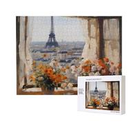 beautiful pylons in the distance Wooden Picture Puzzle 500 Pieces - Horizontal Jigsaw, Family Leisure and Brain Challenge