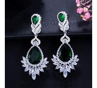 Beautiful Queen Fancy Red Cubic Zirconia Long Bridal Wedding Big Drop Earrings Brides Jewelry