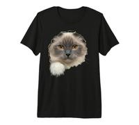 Beautiful Ragdoll Cat Amber Eyes Peeking Through Premium T-Shirt