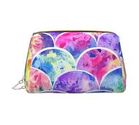 Beautiful Rainbow Colors Mermaid Leather Hand-Held Zipper Makeup Bag Storage Bag Portable Lipstick Pouch Toiletry Bag
