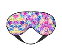Beautiful Rainbow Colors Mermaid Night Mask Soft Reversible Eye Cover Adjustable Strap Light Blocking Comfortable Rest
