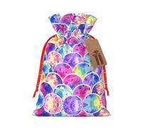 Beautiful Rainbow Colors Mermaid Print Gift Drawstring Bags Reusable Present Sack Versatile Birthday Holiday Party Favors