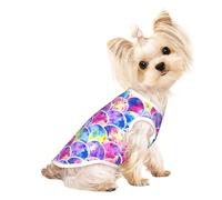 Beautiful Rainbow Colors Mermaid Print Lightweight Dog Vest, Cat Sleeveless Shirt, Breathable Mesh Design for Summer Walking and Play