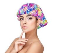 Beautiful Rainbow Colors Mermaid Print Sleeping caps for Women to Protect Hair, Comfortable Nightcap for Curly and Long Hair, Black, One size