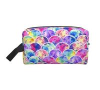 Beautiful Rainbow Colors Mermaid Print Storage Bag â€“ Large Travel Cosmetic Makeup Bags, Portable Pouch Organizer for Toiletries, Accessories