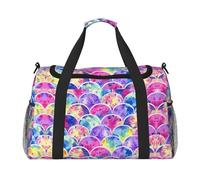 Beautiful Rainbow Colors Mermaid Travel Duffel Bag Large Foldable Waterproof Overnight Bag Beach Swim Bags Pool Sports Gym