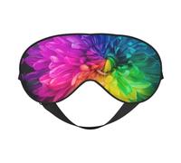 Beautiful Rainbow Flowers Chrysanthemums Print Sleep Mask Silk Eye Cover Soft Satin Blindfold Elastic Strap Night Eyeshade Travel Nap for Women Men