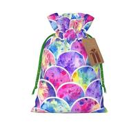Beautiful Rainbow Mermaid print Drawstring Gift Bag for Wedding Party Birthday Unique Present Bag Reusable Canvas Bag,1 Piece S