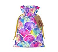 Beautiful Rainbow Mermaid print Drawstring Gift Bag for Wedding Party Birthday Unique Present Bag Reusable Canvas Bag,1 Piece M
