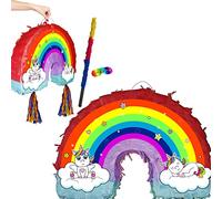 Beautiful Rainbow Unicorn Pinata with stick and blindfold