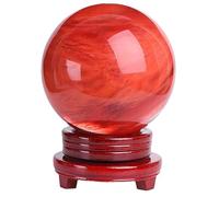 Beautiful Red Ball with Stand, Melting Quartz Crystal,Fengshui Ruby Divination Sphere for Home Decor Prosperous Love Invite Wealth,150mm/5.9in Gemstone Stone