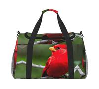 beautiful red Birds Hand Travel Bag - Large Reusable Shopping Tote Bag, Perfect for Outdoor Activities, Sports, Camping & Groceries, Black, One Size