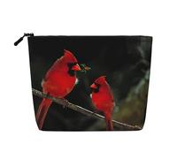 Beautiful red Birds Patterned Women's Cosmetic Bag, Single Layer Toiletry Bag, Suitable for Daily Storage, Travel, and Business Trips.