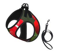 beautiful red Birds print Dog Harness and Leash Set, Reflective Adjustable Puppy Vest for Small Medium Large Dogs, Cats