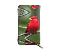 beautiful red Birds Print Leather Long Clutch Wallet â€“ Fashionable Personalized Wallet, Multiple Card Slots, Gift Ready, Black, One Size