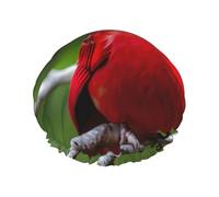 beautiful red Birds Print Shower Cap - Reusable Bath Hair Cap, Double Layer, Adjustable Elastic Strap, Durable Travel Essential