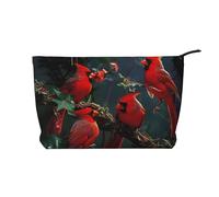 Beautiful red Birds Printed Makeup Bag Corduroy Travel Cosmetic Bags Cosmetic Case Toiletry Bag Organizer for Women Mom Girls