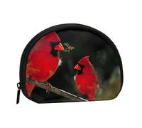 Beautiful red Birds Printed Small Coin Purse, Semicircular Coin Wallet with Zipper Portable Mini Coin Pouch, Kids Purse for Women Men